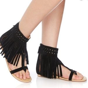Koolaburra | Athena Suede Fringe Bootie Sandals